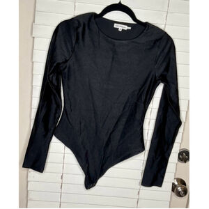 Women's Good American high shine disco compression Bodysuit, Size 2, Black